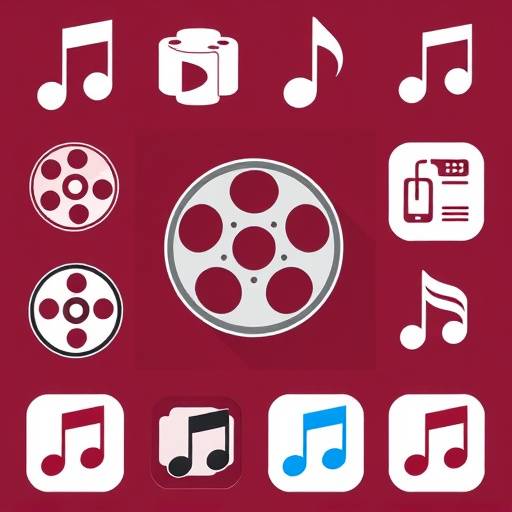 映画リールと音符アイコン