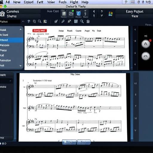 楽譜と音楽制作ソフトウェアの画面