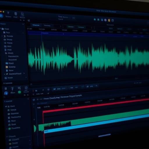 音声編集ソフトウェアの画面に表示された波形